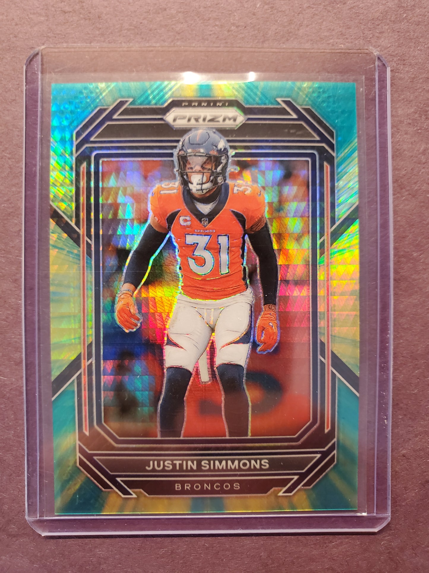 2022 Panini Prizm Justin Simmons Green Hyper Prizm /175 Refractor #91